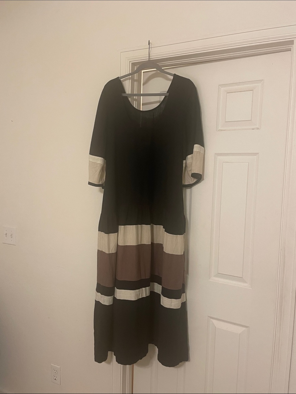 Free People Black, Cream & Brown Colorblock Maxi Dress - Picture 2 of 3